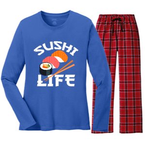 Sushi Gift Anime Sushi Life Japanese Food Lover Gift Women's Long Sleeve Flannel Pajama Set 