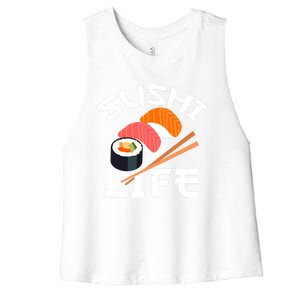 Sushi Gift Anime Sushi Life Japanese Food Lover Gift Women's Racerback Cropped Tank