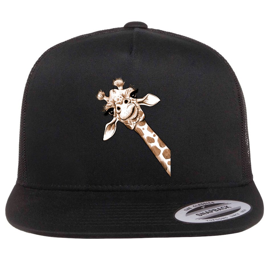 Sketch Giraffe Art Flat Bill Trucker Hat