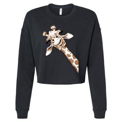 Sketch Giraffe Art Cropped Pullover Crew