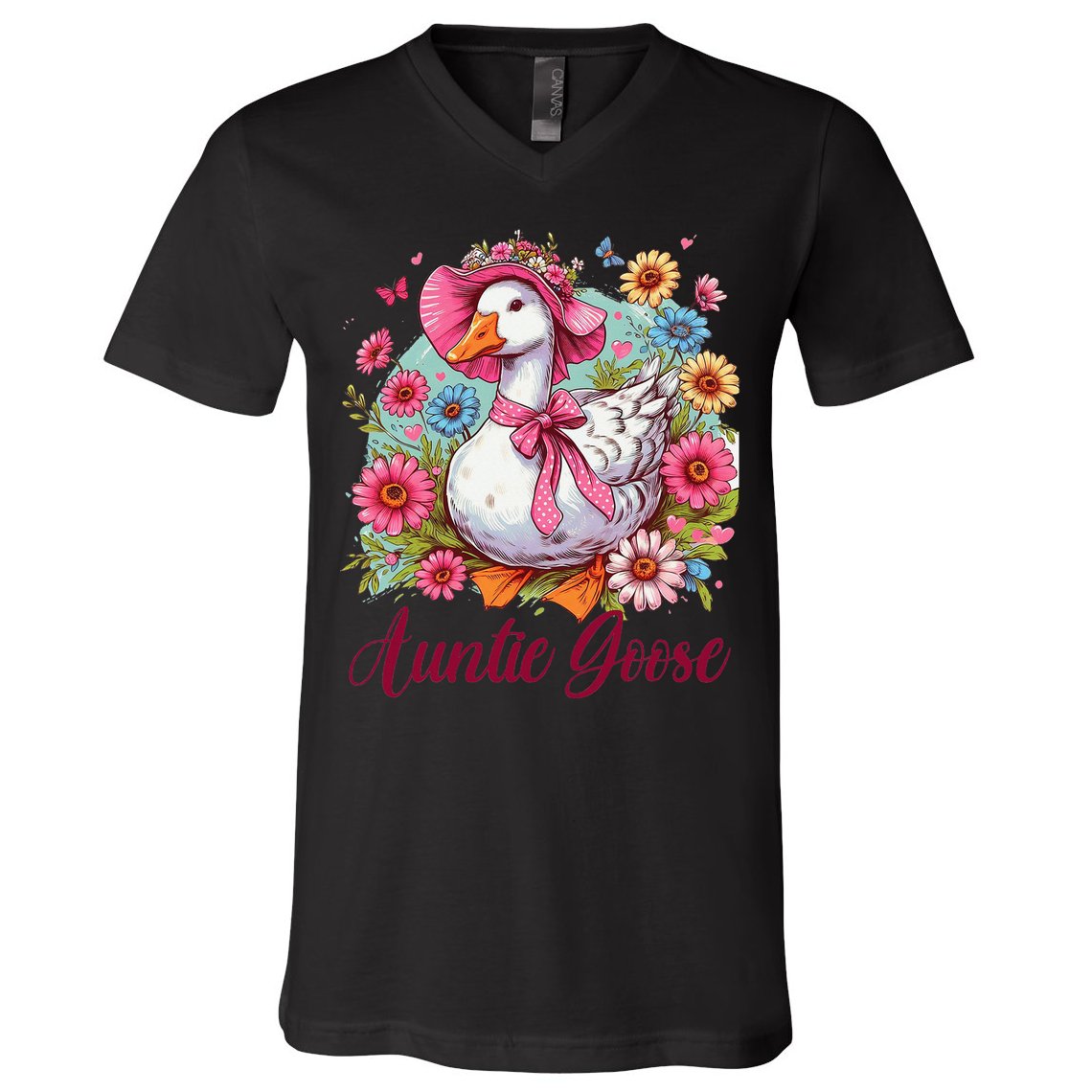 Silly Goose Auntie Aunt Coquette Mothers Day Auntie Goose V-Neck T-Shirt