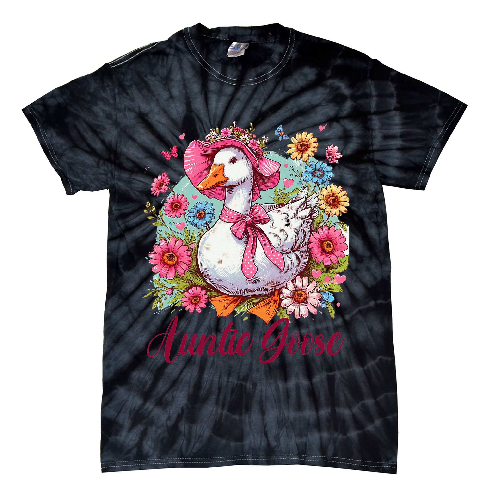 Silly Goose Auntie Aunt Coquette Mothers Day Auntie Goose Tie-Dye T-Shirt
