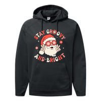 Stay Groovy And Bright Santa Xmas Retro Christmas Performance Fleece Hoodie