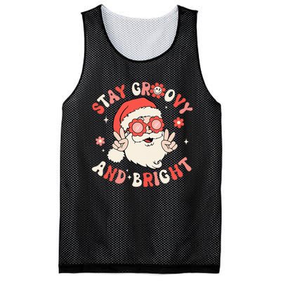 Stay Groovy And Bright Santa Xmas Retro Christmas Mesh Reversible Basketball Jersey Tank