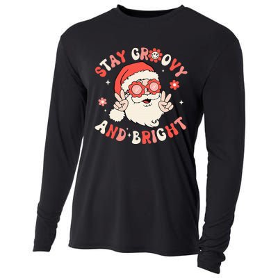 Stay Groovy And Bright Santa Xmas Retro Christmas Cooling Performance Long Sleeve Crew