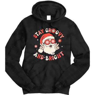 Stay Groovy And Bright Santa Xmas Retro Christmas Tie Dye Hoodie