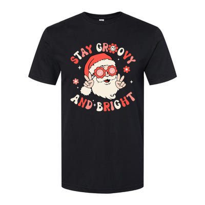 Stay Groovy And Bright Santa Xmas Retro Christmas Softstyle CVC T-Shirt