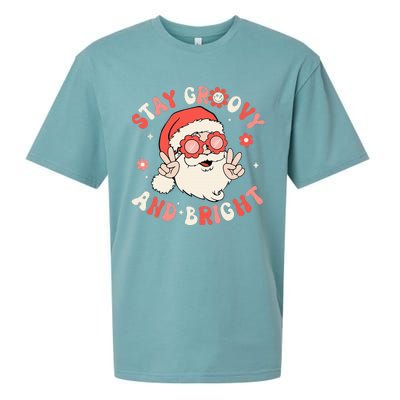 Stay Groovy And Bright Santa Xmas Retro Christmas Sueded Cloud Jersey T-Shirt