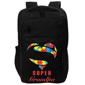 Super Grandpa Autism Awareness Gifts Autism Heart Impact Tech Backpack