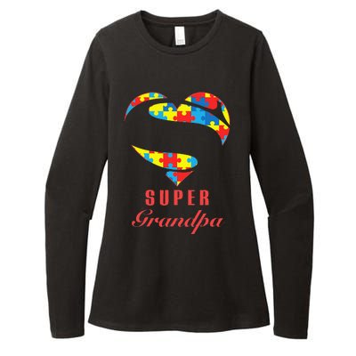 Super Grandpa Autism Awareness Gifts Autism Heart Womens CVC Long Sleeve Shirt