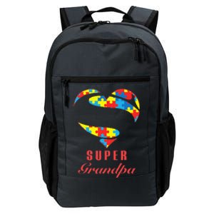 Super Grandpa Autism Awareness Gifts Autism Heart Daily Commute Backpack