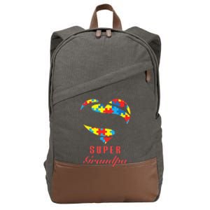 Super Grandpa Autism Awareness Gifts Autism Heart Cotton Canvas Backpack