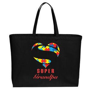 Super Grandpa Autism Awareness Gifts Autism Heart Cotton Canvas Jumbo Tote