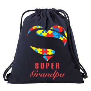 Super Grandpa Autism Awareness Gifts Autism Heart Drawstring Bag