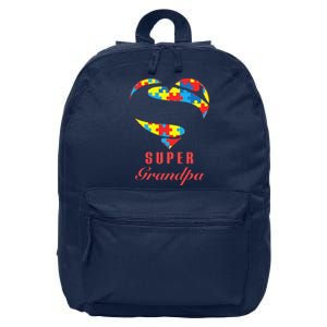 Super Grandpa Autism Awareness Gifts Autism Heart 16 in Basic Backpack