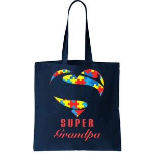 Super Grandpa Autism Awareness Gifts Autism Heart Tote Bag