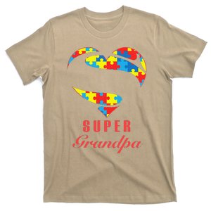 Super Grandpa Autism Awareness Gifts Autism Heart T-Shirt