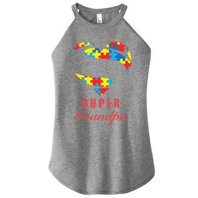 Super Grandpa Autism Awareness Gifts Autism Heart Women’s Perfect Tri Rocker Tank