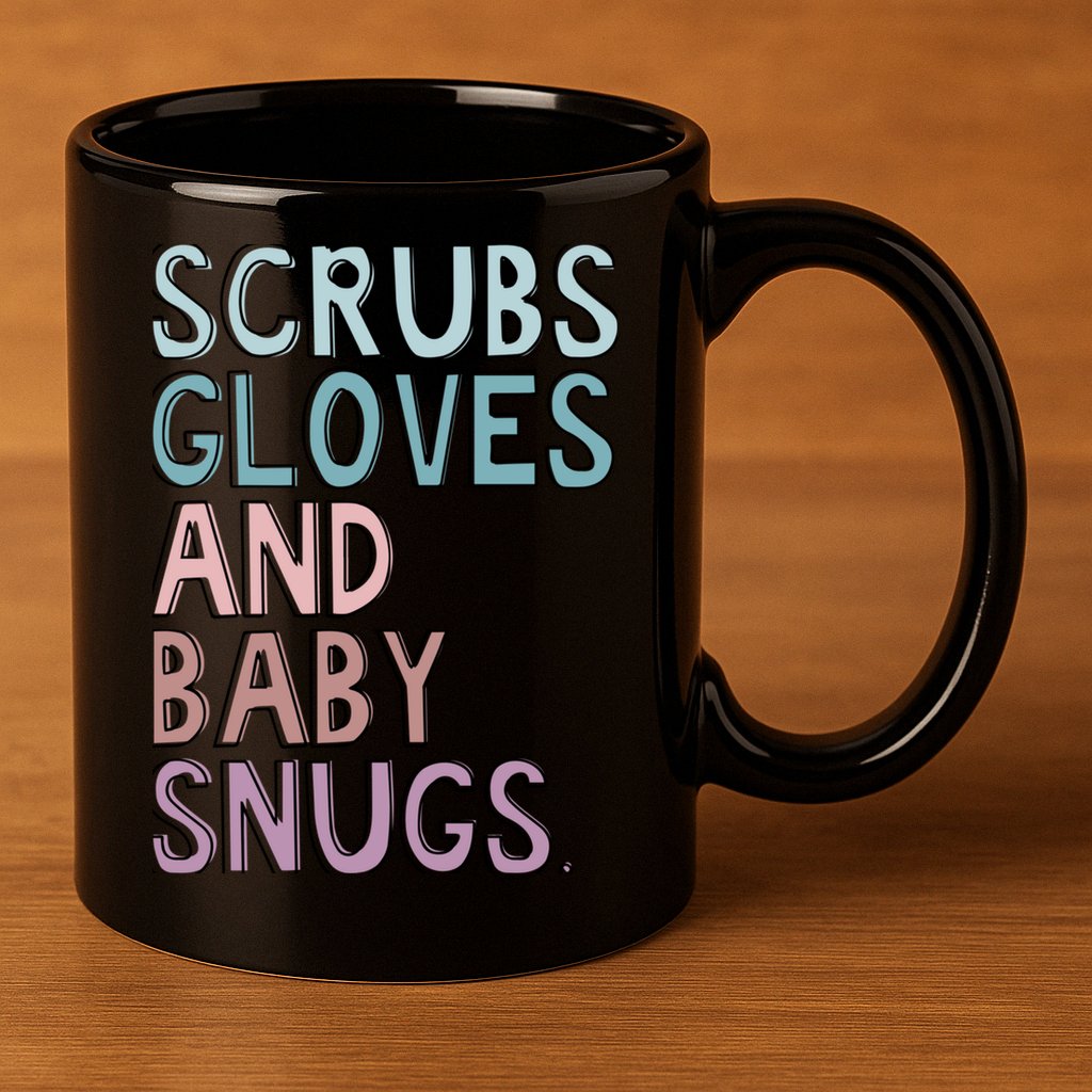 Scrubs Gloves And Baby Snugs 11oz C Handle Ceramic Mug