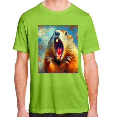 Scream Groundhog Artistic Groundhog Day Adult ChromaSoft Performance T-Shirt