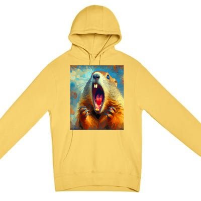 Scream Groundhog Artistic Groundhog Day Premium Pullover Hoodie