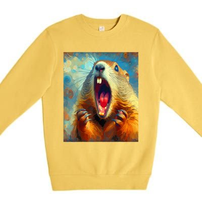 Scream Groundhog Artistic Groundhog Day Premium Crewneck Sweatshirt