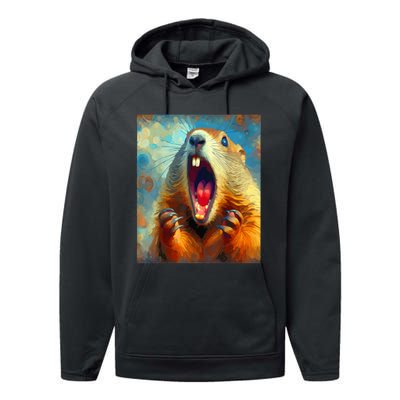 Scream Groundhog Artistic Groundhog Day Performance Fleece Hoodie