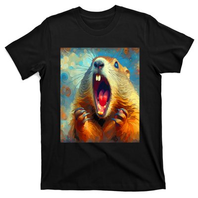 Scream Groundhog Artistic Groundhog Day T-Shirt