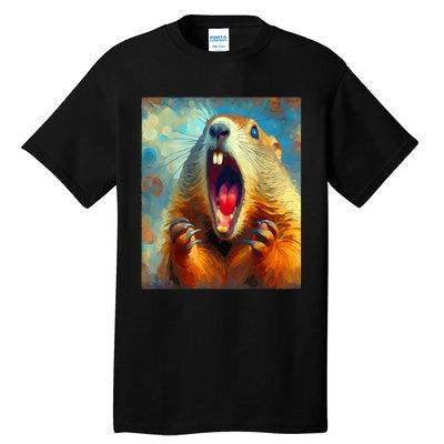 Scream Groundhog Artistic Groundhog Day Tall T-Shirt