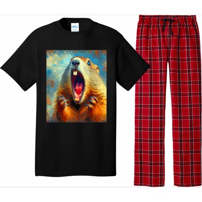 Scream Groundhog Artistic Groundhog Day Pajama Set