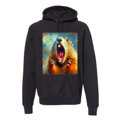 Scream Groundhog Artistic Groundhog Day Premium Hoodie