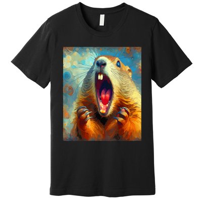 Scream Groundhog Artistic Groundhog Day Premium T-Shirt