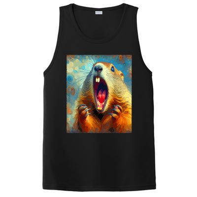 Scream Groundhog Artistic Groundhog Day PosiCharge Competitor Tank