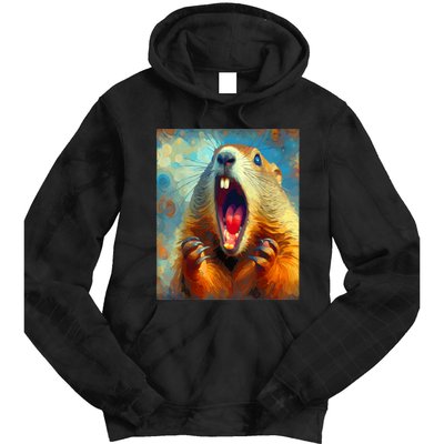 Scream Groundhog Artistic Groundhog Day Tie Dye Hoodie