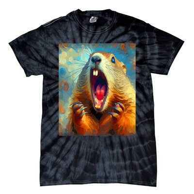 Scream Groundhog Artistic Groundhog Day Tie-Dye T-Shirt