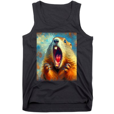 Scream Groundhog Artistic Groundhog Day Tank Top