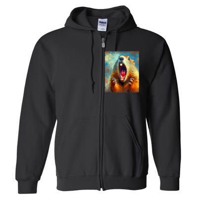 Scream Groundhog Artistic Groundhog Day Full Zip Hoodie