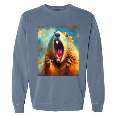 Scream Groundhog Artistic Groundhog Day Garment-Dyed Sweatshirt