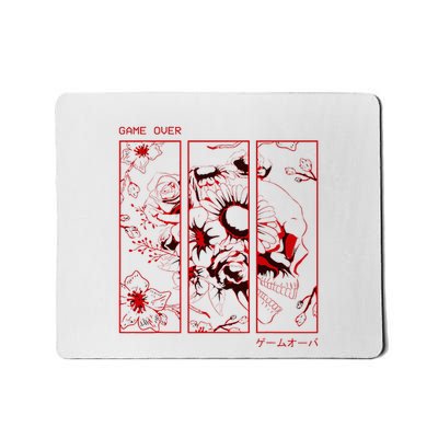 Soft Grunge Aesthetic Skull And Roses Japanese Game Over Mousepad