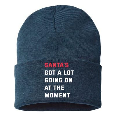 SantaS Got A Lot Going On At The Moment Christmas Holiday Sustainable Knit Beanie