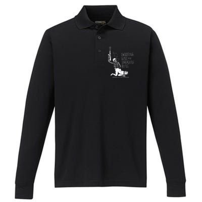 Shooting Guns And Spreading Buns Performance Long Sleeve Polo