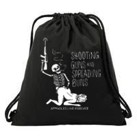 Shooting Guns And Spreading Buns Drawstring Bag