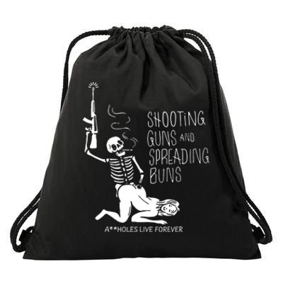 Shooting Guns And Spreading Buns Drawstring Bag