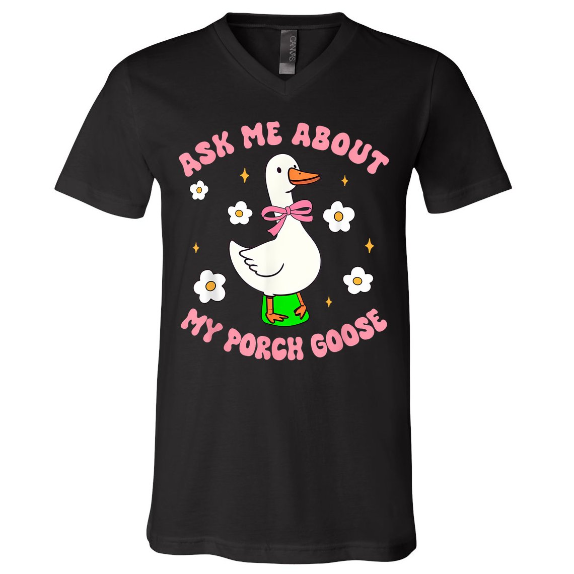 Silly Goose Ask Me About My Porch Goose Funny Goose Lover V-Neck T-Shirt
