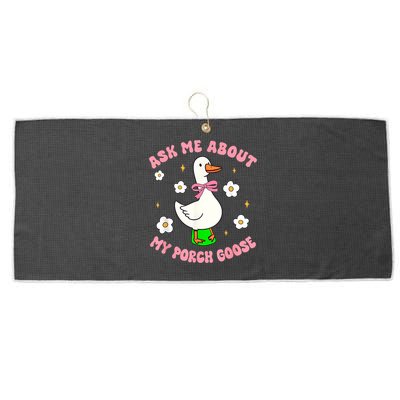 Silly Goose Ask Me About My Porch Goose Funny Goose Lover Large Microfiber Waffle Golf Towel