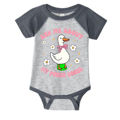 Silly Goose Ask Me About My Porch Goose Funny Goose Lover Infant Baby Jersey Bodysuit