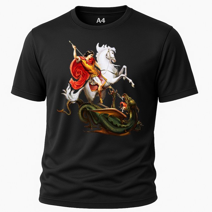 St. George And The Dragon England Catholic Saints Pray Cooling Performance Crew T-Shirt