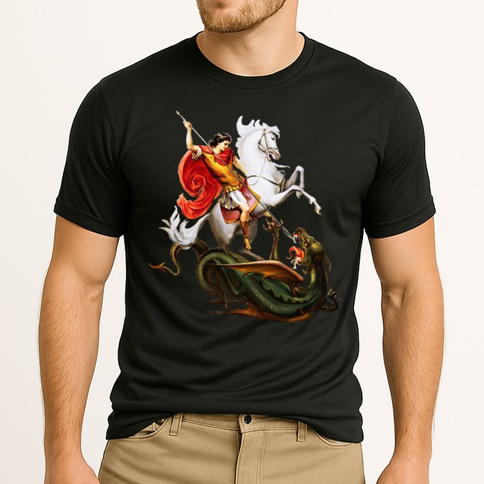 St. George And The Dragon England Catholic Saints Pray Cooling Performance Crew T-Shirt