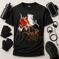 St. George And The Dragon England Catholic Saints Pray Cooling Performance Crew T-Shirt