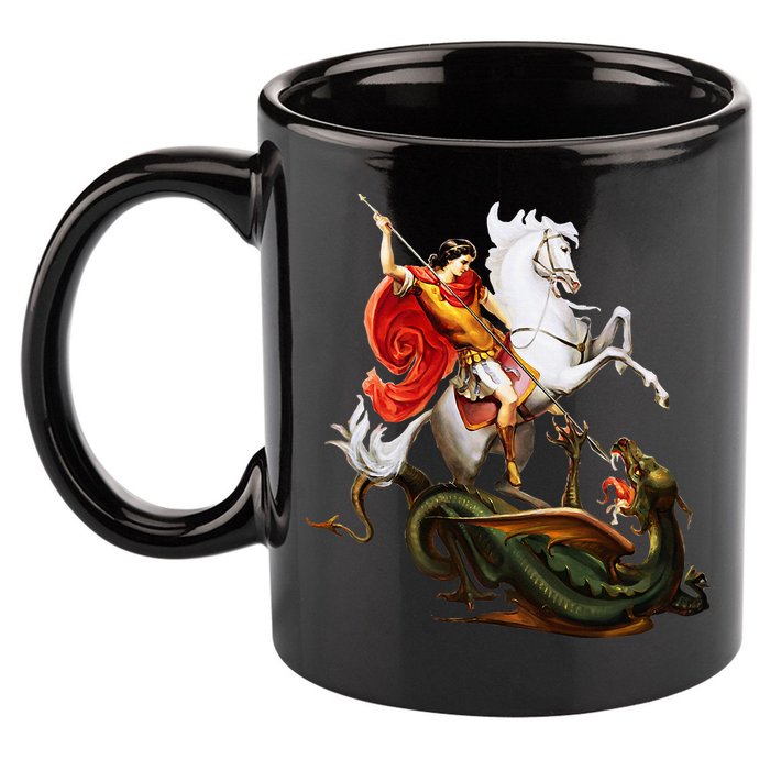 St. George And The Dragon England Catholic Saints Pray 11oz C Handle Ceramic Mug